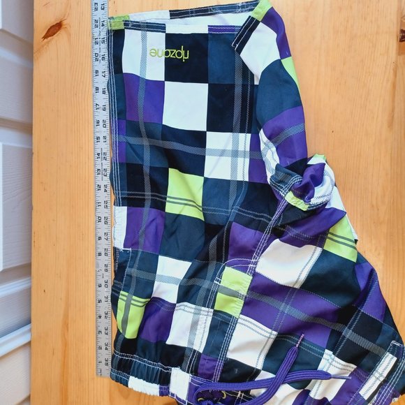 NWT! 👓 3/$40 Rip zone Men’s Swim Trunks Purple/ Lime/ Black Checkered (3598 - Picture 11 of 11